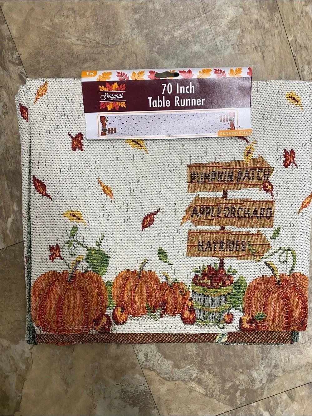 Seasonal 70 Inch Table Runner Fall Pumpkin Floral NWT
